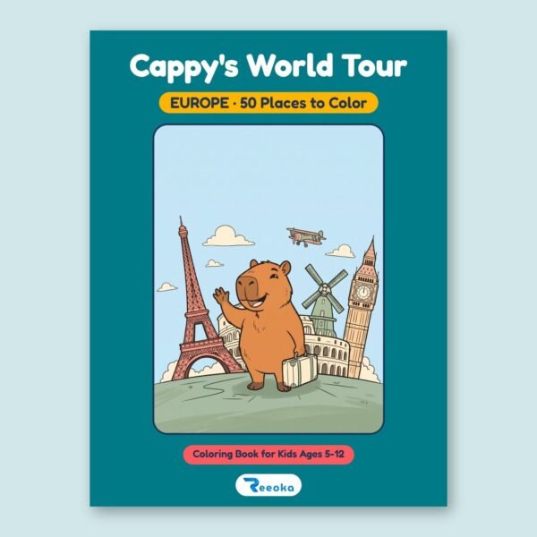 Cappy's World Tour Europe coloring book for kids