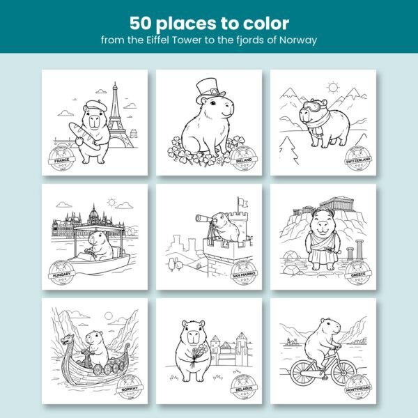 Cappy's World Tour Europe coloring book for kids