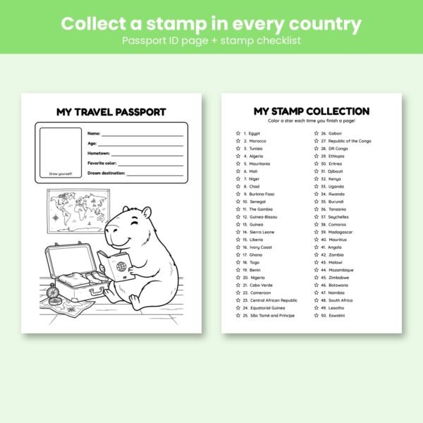 Cappy's World Tour Africa b3_4_passport.jpg Cappy's World Tour Africa coloring book for kids