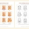 Nine printable Capy feelings cards from sad to a little lighter, in color and in line art