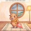 Inside page: rain at the window, and Capy stands with his ears down and the kite hanging limp. I feel floppy, like a kite with no wind.