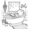 Bubble Bath A capybara relaxing in a clawfoot bubble bath, bold and easy line art