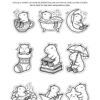 Sweet Dreams stickers A sheet of nine cut-out capybara stickers with dashed cut lines, ready to color