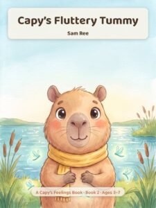 Front cover of Capy's Fluttery Tummy by Sam Ree, a Capy's Feelings Book for ages 3 to 7