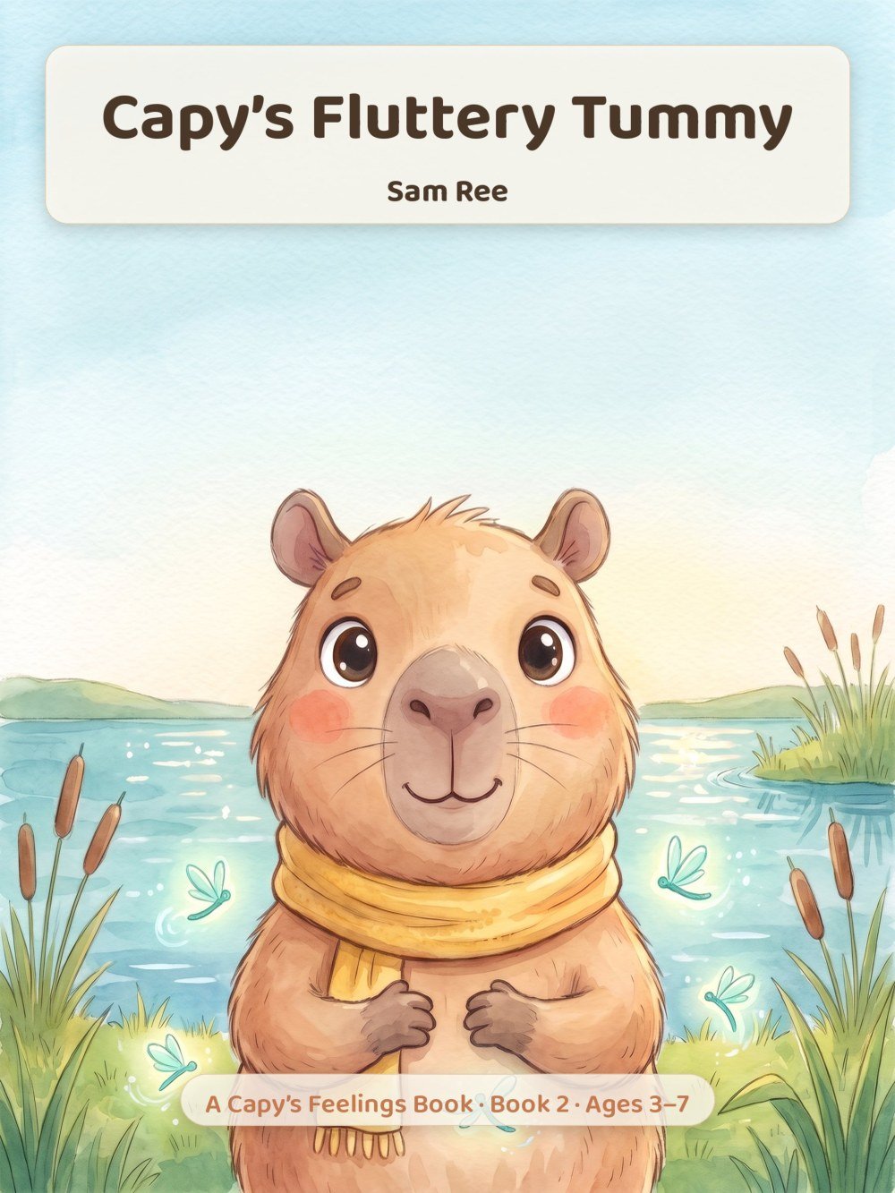 Front cover of Capy's Fluttery Tummy by Sam Ree, a Capy's Feelings Book for ages 3 to 7