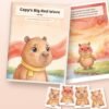 Capy's Big Red Wave printable book shown with real pages from inside, by Reeoka