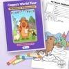 Cappy's World Tour: The Americas product mockup Cappy's World Tour: The Americas printable book shown with real pages from inside, by Reeoka